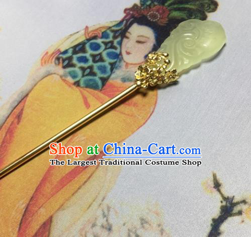 Chinese Ancient Tang Dynasty Jade Hairpins Traditional Hanfu Court Princess Hair Accessories for Women