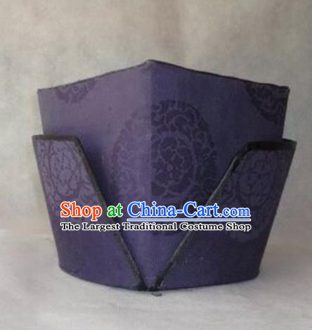 Chinese Traditional Handmade Song Dynasty Ministry Councillor Purple Hat Ancient Drama Landlord Headwear for Men