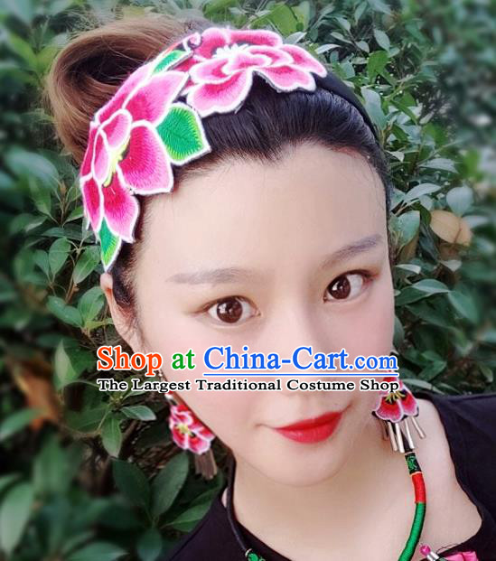 Chinese Traditional Ethnic Embroidered Headband National Handmade Hair Clasp for Women