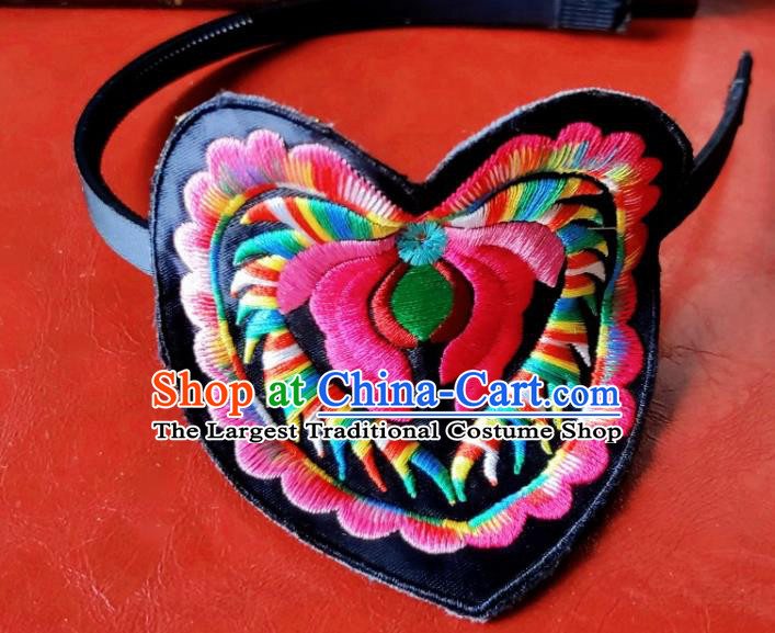 Chinese Traditional Ethnic Embroidered Lotus Headband National Handmade Hair Clasp for Women
