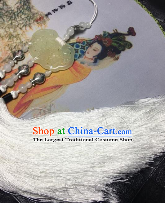 Traditional Chinese Hanfu Jade Carving Bat Waist Accessories Palace White Tassel Pendant Ancient Swordsman Brooch