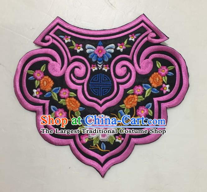 Chinese Traditional Embroidery Shoulder Accessories National Rosy Embroidered Peony Patch