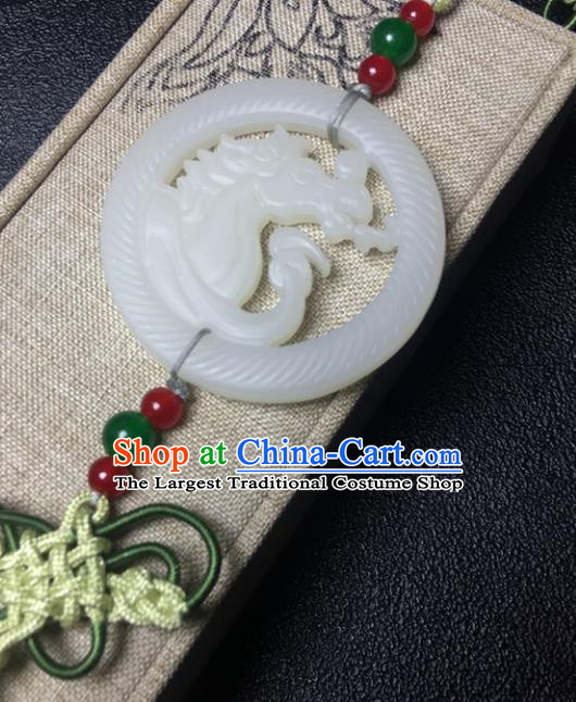 Traditional Chinese Hanfu Jade Carving Horse Waist Accessories Palace Tassel Pendant Ancient Swordsman Brooch