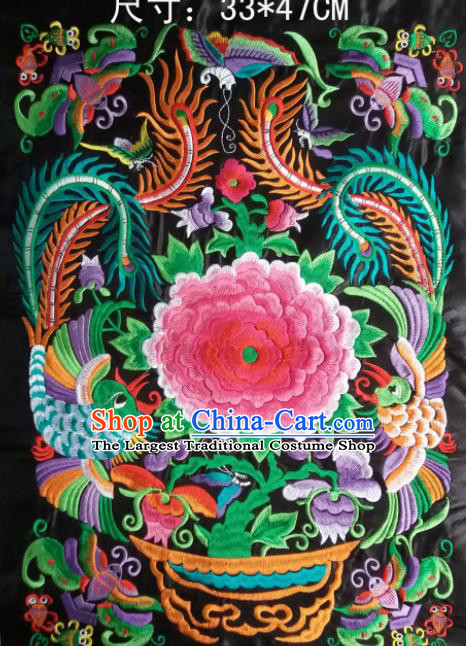 Chinese Traditional Embroidery Cloth Accessories National Embroidered Peony Phoenix Dress Patch