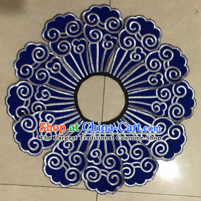 Chinese Traditional Embroidery Shoulder Accessories National Royalblue Embroidered Cloud Patch