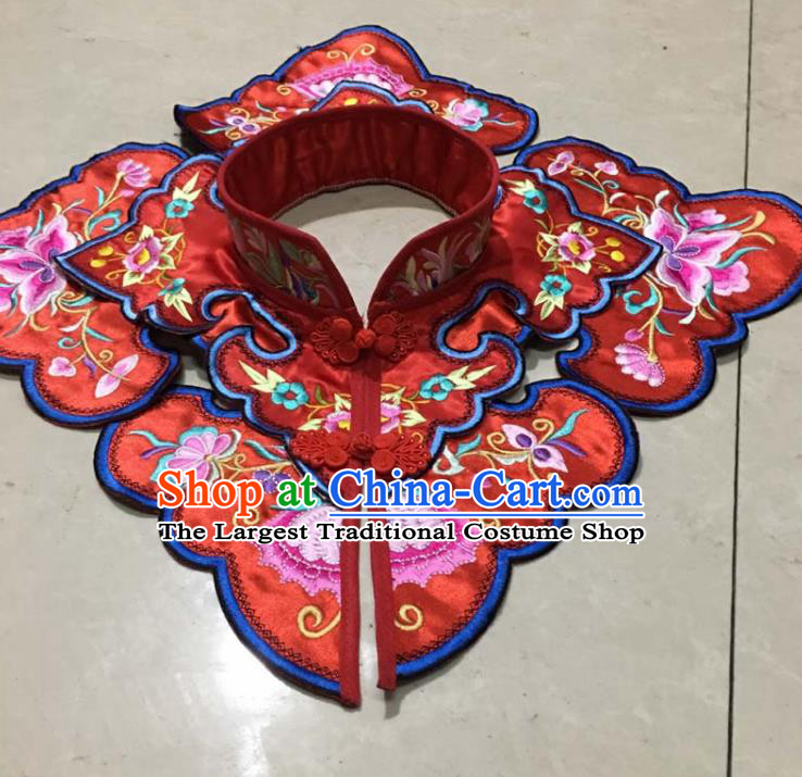 Chinese Traditional Embroidery Butterfly Red Shoulder Accessories National Embroidered Cloud Patch
