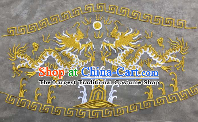Chinese Traditional National Embroidered Yellow Dragons Applique Dress Patch Embroidery Cloth Accessories