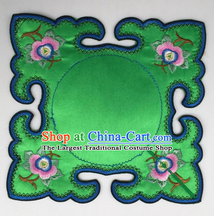 Chinese Traditional Embroidery Peony Green Shoulder Accessories National Embroidered Cloud Patch
