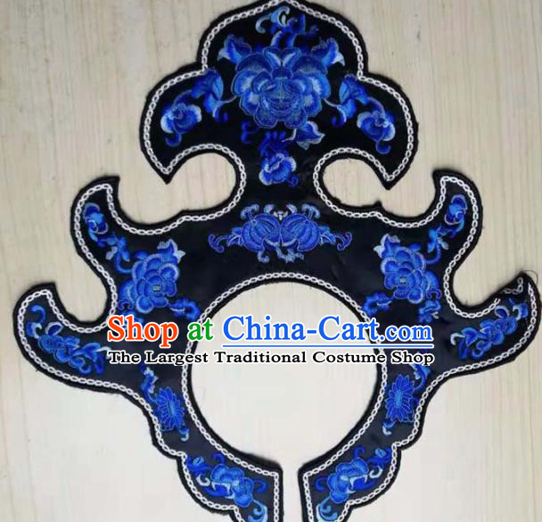 Chinese Traditional Embroidery Peony Black Collar Shoulder Accessories National Embroidered Cloud Patch