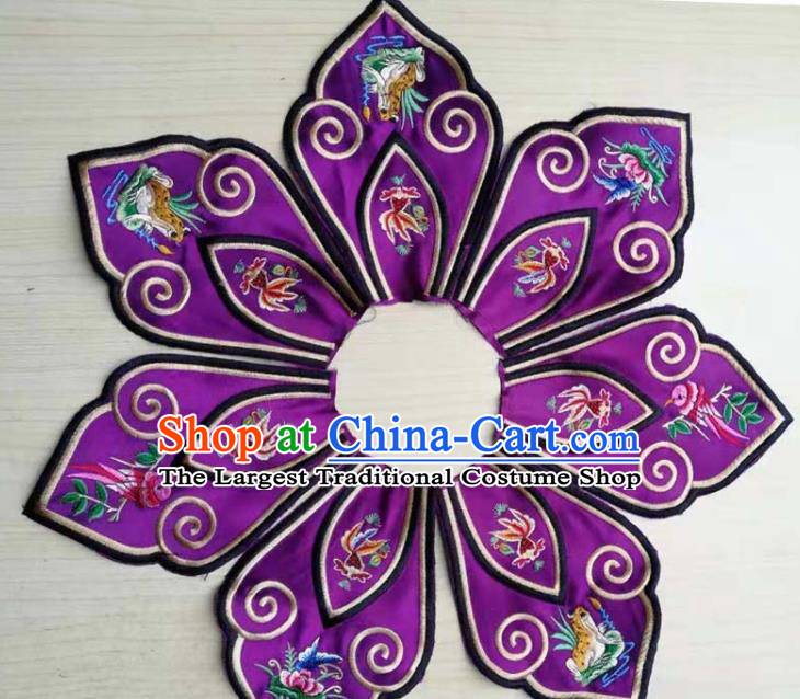 Chinese Traditional Embroidery Purple Collar Shoulder Accessories National Embroidered Patch