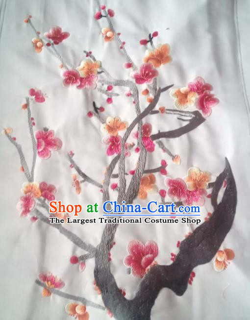 Chinese Traditional National Embroidered Plum Blossom White Applique Dress Patch Embroidery Cloth Accessories
