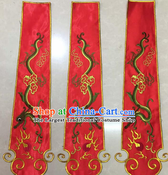 Chinese Traditional National Embroidered Cloud Dragon Red Applique Dress Patch Embroidery Cloth Accessories