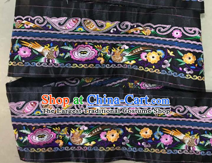 Chinese Traditional National Embroidered Peony Birds Black Applique Dress Patch Embroidery Cloth Accessories