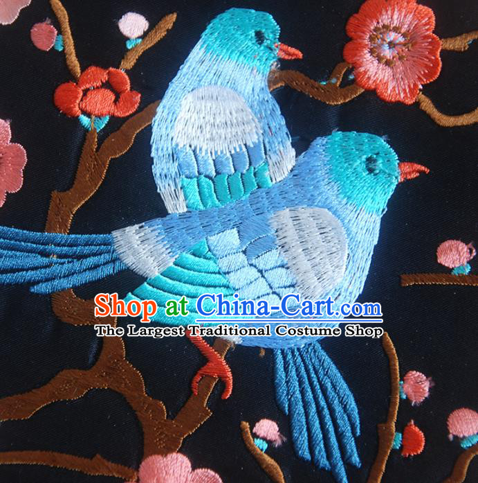 Chinese Traditional Embroidered Red Plum Birds Applique National Dress Patch Embroidery Cloth Accessories