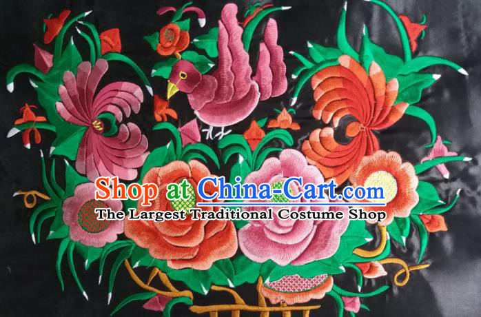 Chinese Traditional Embroidered Red Chrysanthemum Peony Applique National Dress Patch Embroidery Cloth Accessories