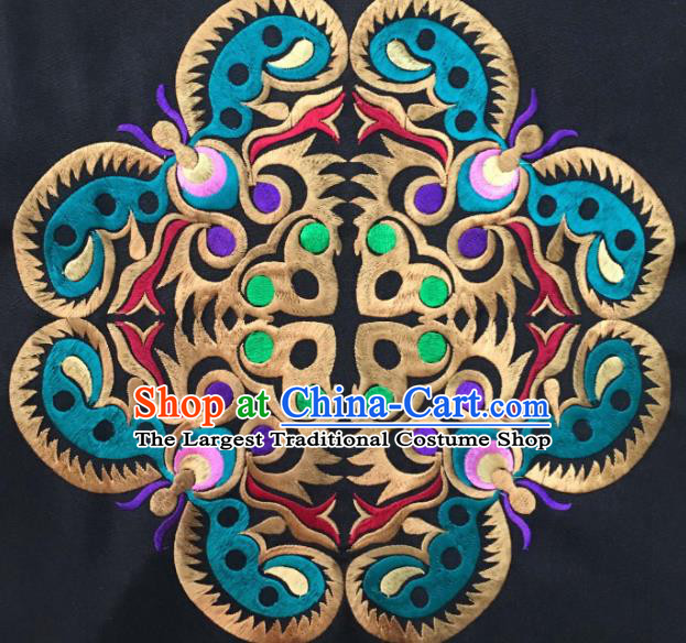 Chinese Traditional Embroidered Blue Butterfly Applique National Dress Patch Embroidery Cloth Accessories