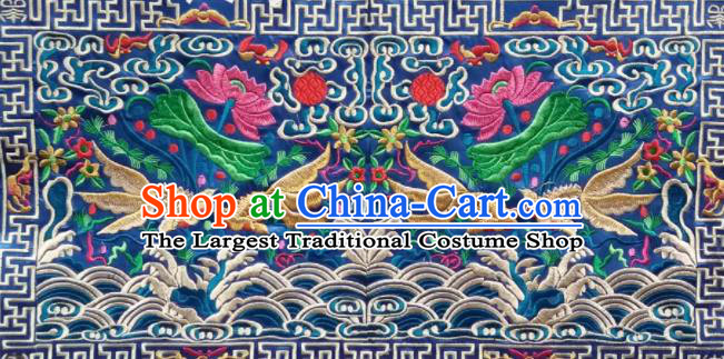 Chinese Traditional Embroidered Goldfish Lotus Blue Applique National Dress Patch Embroidery Cloth Accessories
