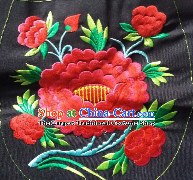 Chinese Traditional Embroidered Red Flower Applique National Dress Patch Embroidery Cloth Accessories