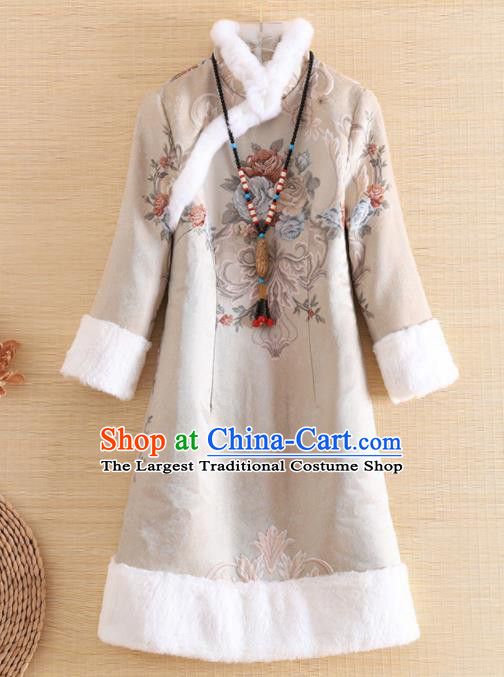 Chinese Traditional Tang Suit Printing Jacket National Costume Qipao Upper Outer Garment for Women