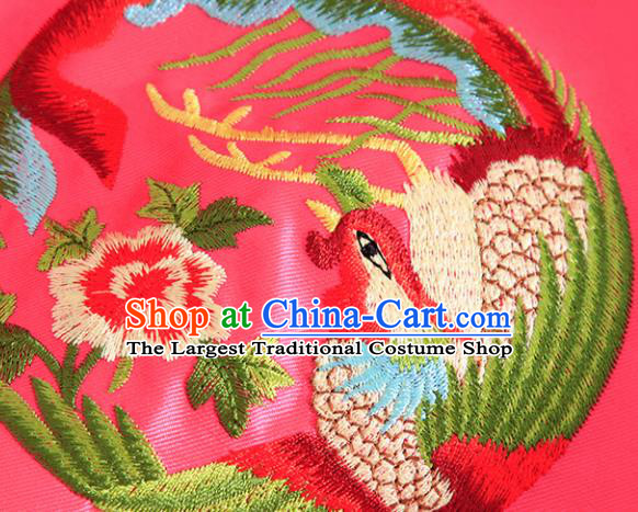 Chinese Traditional Tang Suit Embroidered Butterfly Phoenix Rosy Shirt National Costume Qipao Upper Outer Garment for Women