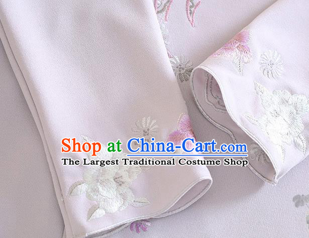 Chinese Traditional Tang Suit Embroidered Grey Cheongsam National Costume Qipao Dress for Women