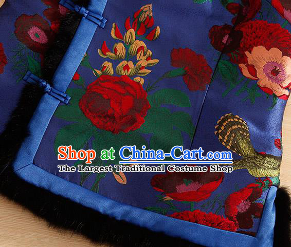 Chinese Traditional Embroidered Blue Vest National Dress Embroidery Waistcoat for Women