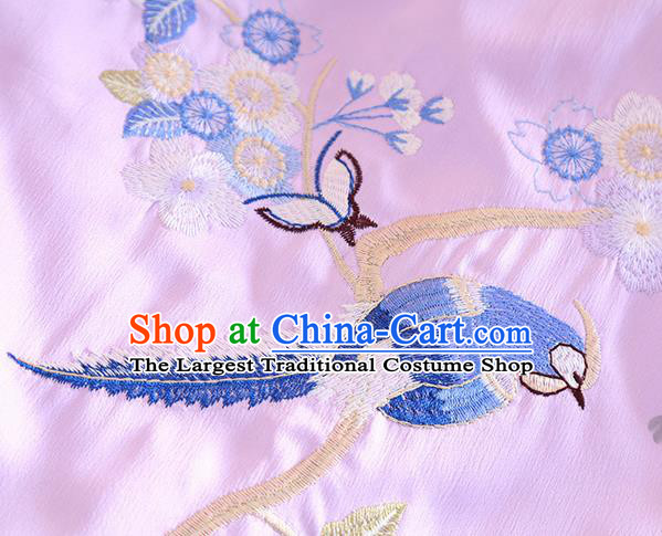 Chinese Traditional Winter Lilac Cheongsam National Costume Embroidered Qipao Dress for Women