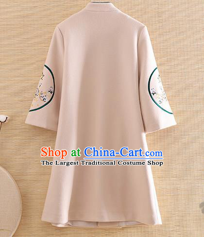 Chinese Traditional Woollen Coat National Costume Qipao Upper Outer Garment for Women