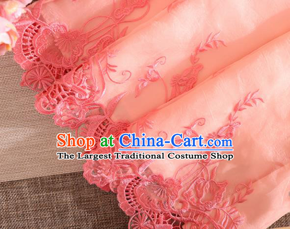 Chinese Traditional Tang Suit Embroidered Peach Pink Cheongsam National Costume Qipao Dress for Women