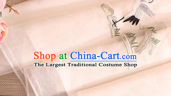 Traditional Chinese National Embroidered Pine Cranes White Qipao Dress Tang Suit Cheongsam Costume for Women