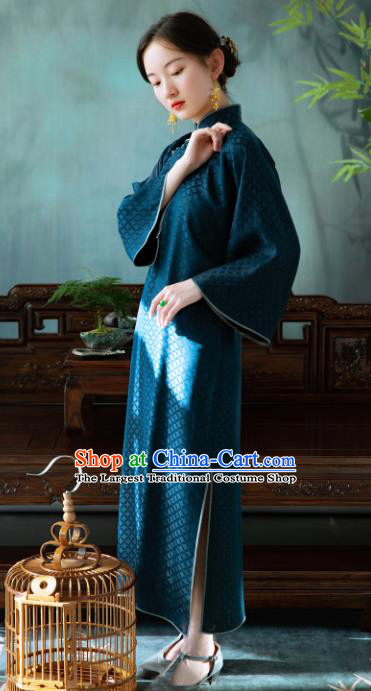 Traditional Chinese National Peacock Green Silk Qipao Dress Tang Suit Cheongsam Costume for Women