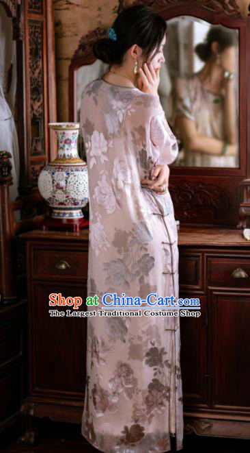 Traditional Chinese Late Qing Dynasty White Silk Qipao Dress National Tang Suit Cheongsam Costume for Women