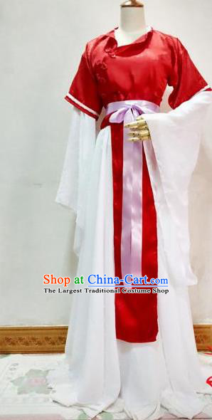 Chinese Traditional Cosplay Court Maid Red Costume Ancient Palace Lady Hanfu Dress for Women