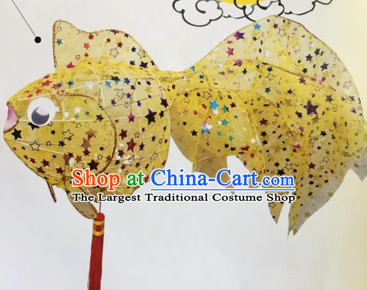 Chinese Traditional New Year Yellow Paillette Palace Lantern Handmade Hanging Lantern Asian Ceiling Lanterns Ancient Lamp