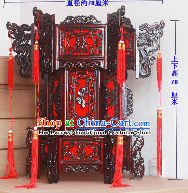 Chinese Traditional New Year Ebony Carving Wedding Palace Lantern Asian Handmade Lantern Ancient Lamp