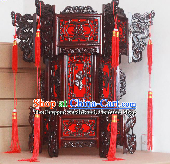 Chinese Traditional New Year Wood Carving Dragons Palace Lantern Asian Handmade Lantern Ancient Lamp