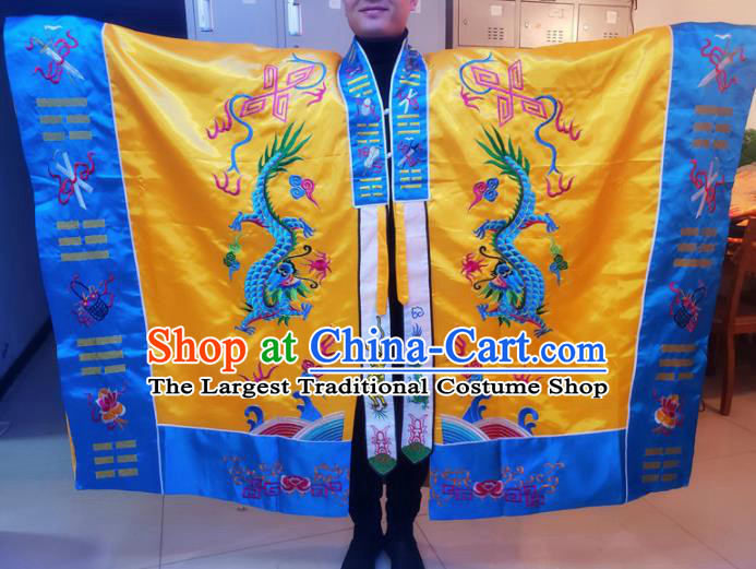 Chinese Traditional Taoism Costume Ancient Taoist Priest Cassocks Embroidered Golden Vestment