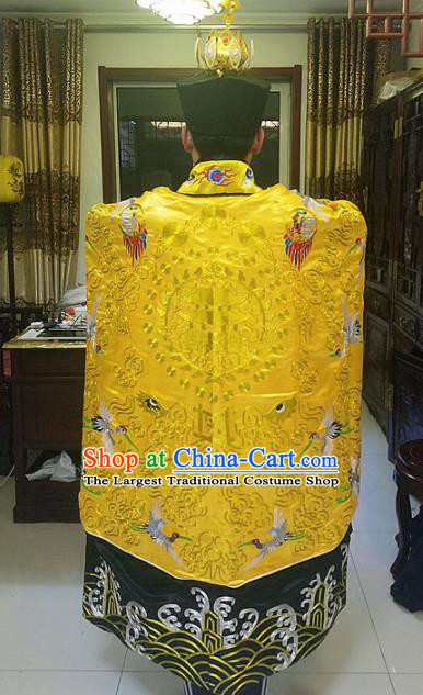 Chinese Traditional Taoism Costume Ancient Taoist Priest Cassocks Embroidered Crane Golden Vestment