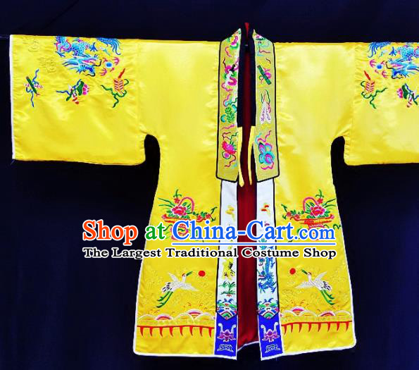 Chinese Ancient Taoist Priest Embroidered Crane Peony Yellow Cassocks Traditional Taoism Vestment Costume