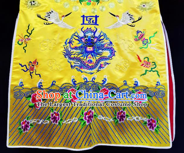 Chinese Ancient Taoist Priest Embroidered Crane Peony Yellow Cassocks Traditional Taoism Vestment Costume