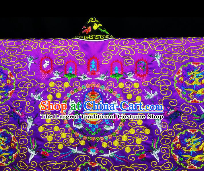 Chinese Ancient Taoist Priest Embroidered Round Dragons Purple Cassocks Traditional Taoism Vestment Costume