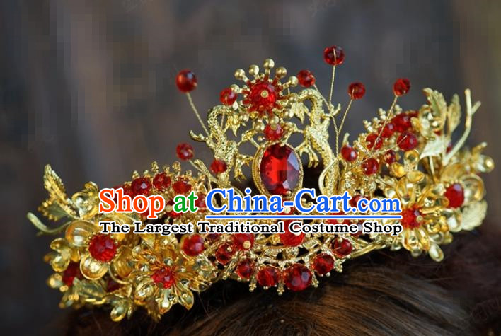 Traditional Chinese Ancient Bride Hair Crown Handmade Hanfu Court Queen Hairpins Hair Accessories for Women