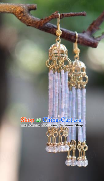 Traditional Chinese Handmade Court Ear Accessories Ancient Princess Tassel Earrings for Women