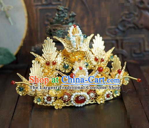 Traditional Chinese Wedding Hair Accessories Luxury Pearls Phoenix Coronet Ancient Bride Hairpins Complete Set for Women