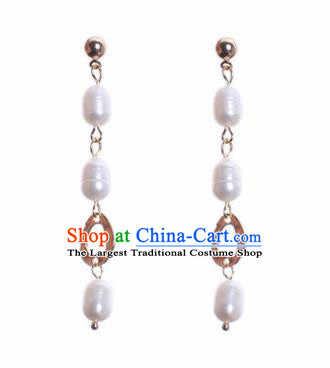 Traditional Chinese Handmade Court Pearls Ear Accessories Classical Earrings for Women