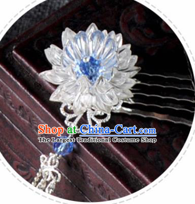 Traditional Chinese Ancient Hanfu White Flower Tassel Hair Combs Court Queen Hairpins Handmade Hair Accessories for Women
