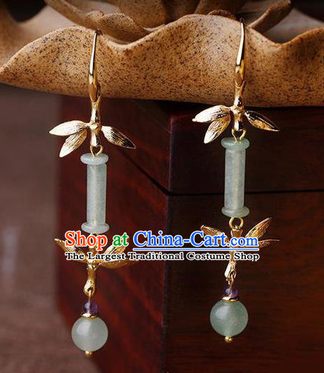 Traditional Chinese Classical Jade Earrings Handmade Court Ear Accessories for Women