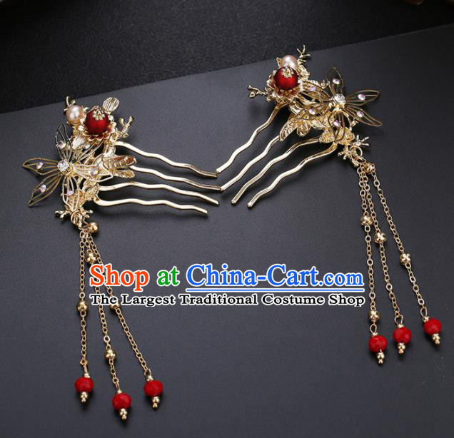 Traditional Chinese Wedding Hair Comb Handmade Ancient Bride Hairpins Hair Accessories Complete Set