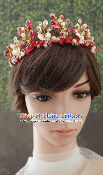 Handmade Baroque Princess Red Royal Crown Children Hair Clasp Hair Accessories for Kids