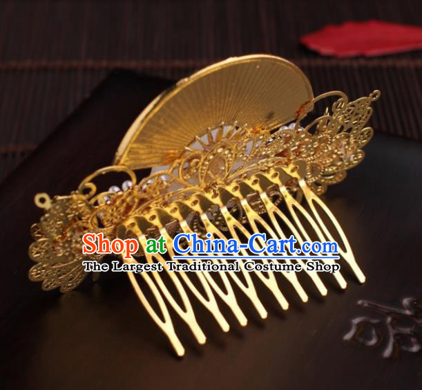 Traditional Chinese Hanfu Golden Butterfly Pine Hair Comb Ancient Court Princess Hairpins Hair Accessories for Women